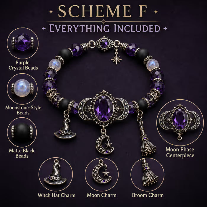 🔥 LAST DAY 49% OFF – 🔮 Witch’s Crystal Moon Charm Bracelet