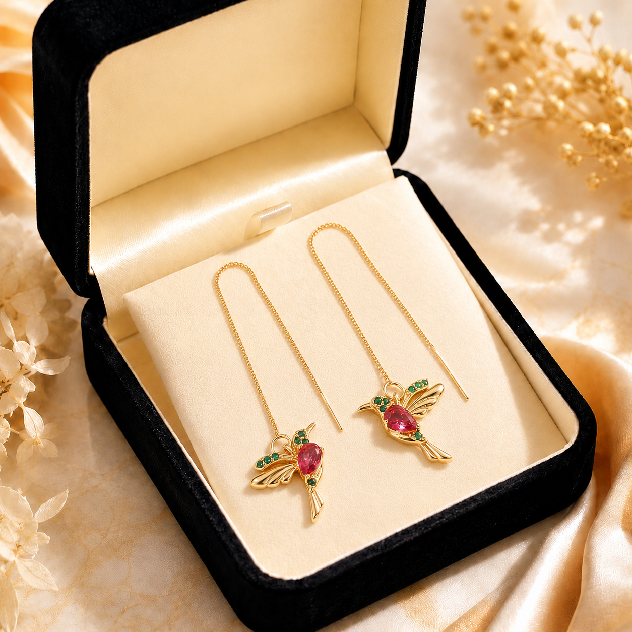 🍀 Last Day: 60% OFF!! | 🦜2026 Brand-New Upgrade 💥 Exquisite Red Agate Hummingbird Necklace with Bonus Earrings