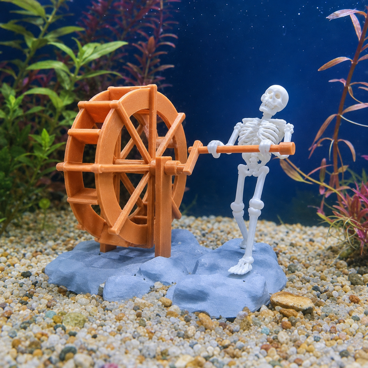 Dancing Skeleton Aquarium Ornament with Bubbles