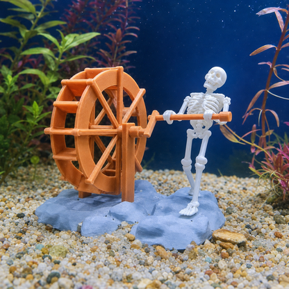 Dancing Skeleton Aquarium Ornament with Bubbles