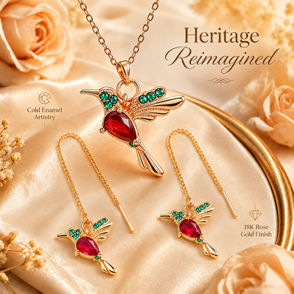🍀 Last Day: 60% OFF!! |  🦜2026 Brand-New Upgrade 💥 Exquisite Red Agate Hummingbird Necklace  with Bonus Earrings