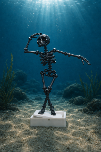 Dancing Skeleton Aquarium Ornament with Bubbles