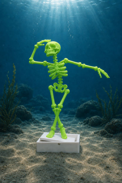 Dancing Skeleton Aquarium Ornament with Bubbles