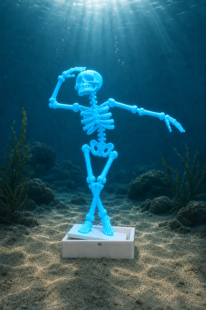 Dancing Skeleton Aquarium Ornament with Bubbles