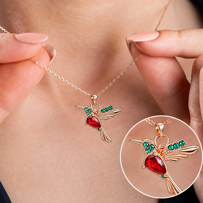 🍀 Last Day: 60% OFF!! |  🦜2026 Brand-New Upgrade 💥 Exquisite Red Agate Hummingbird Necklace  with Bonus Earrings