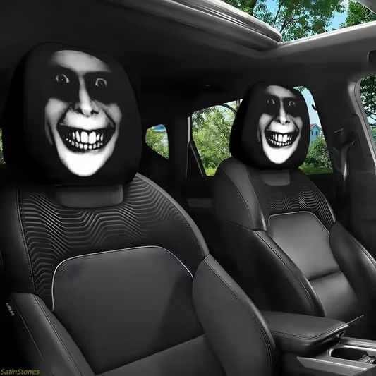 🔥😆 Funny Cartoon Car Headrest Covers – 2PCS Universal Fit 🚗