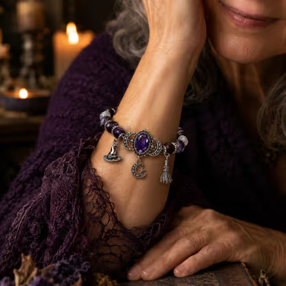 🔥 LAST DAY 49% OFF – 🔮 Witch’s Crystal Moon Charm Bracelet