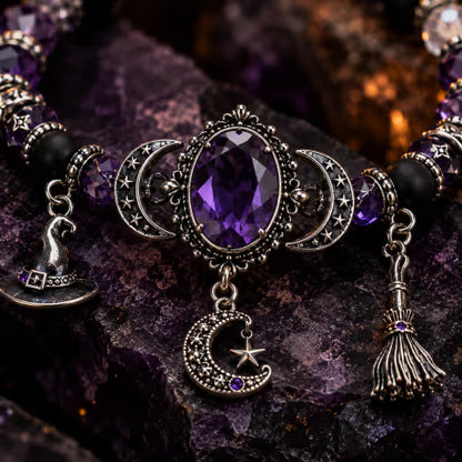 🔥 LAST DAY 49% OFF – 🔮 Witch’s Crystal Moon Charm Bracelet