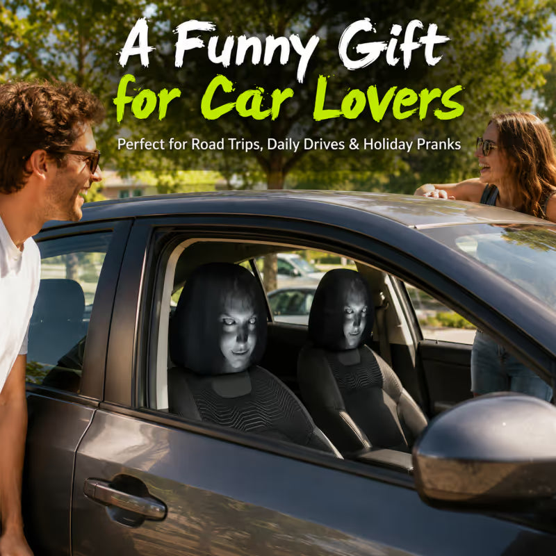 🔥😆 Funny Cartoon Car Headrest Covers – 2PCS Universal Fit 🚗