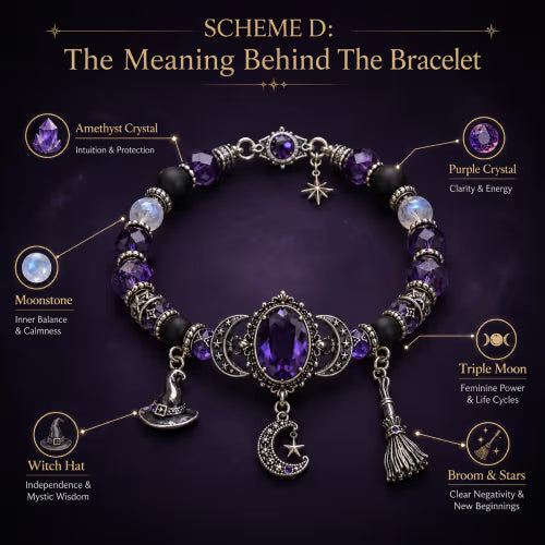🔥 LAST DAY 49% OFF – 🔮 Witch’s Crystal Moon Charm Bracelet