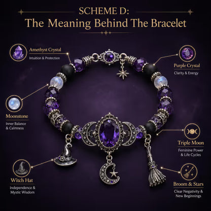 🔥 LAST DAY 49% OFF – 🔮 Witch’s Crystal Moon Charm Bracelet