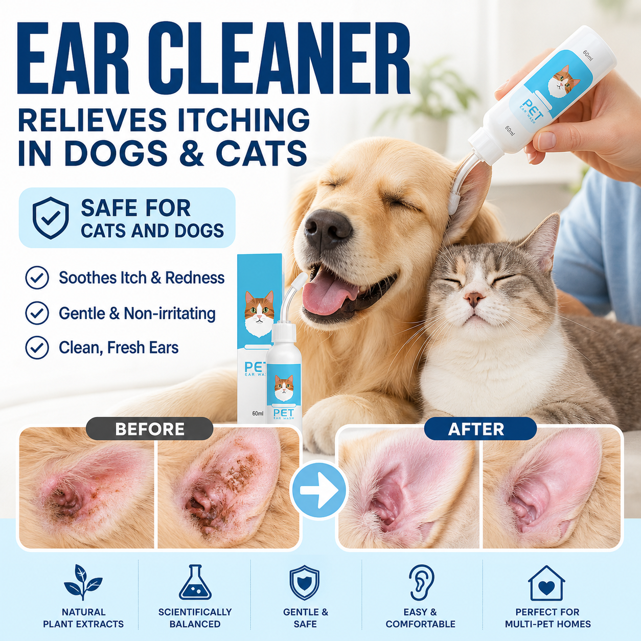 🔥Buy two get one free for a limited time!🔥 🐱 Ear cleaner to relieve ear itching in dogs and cats🐶