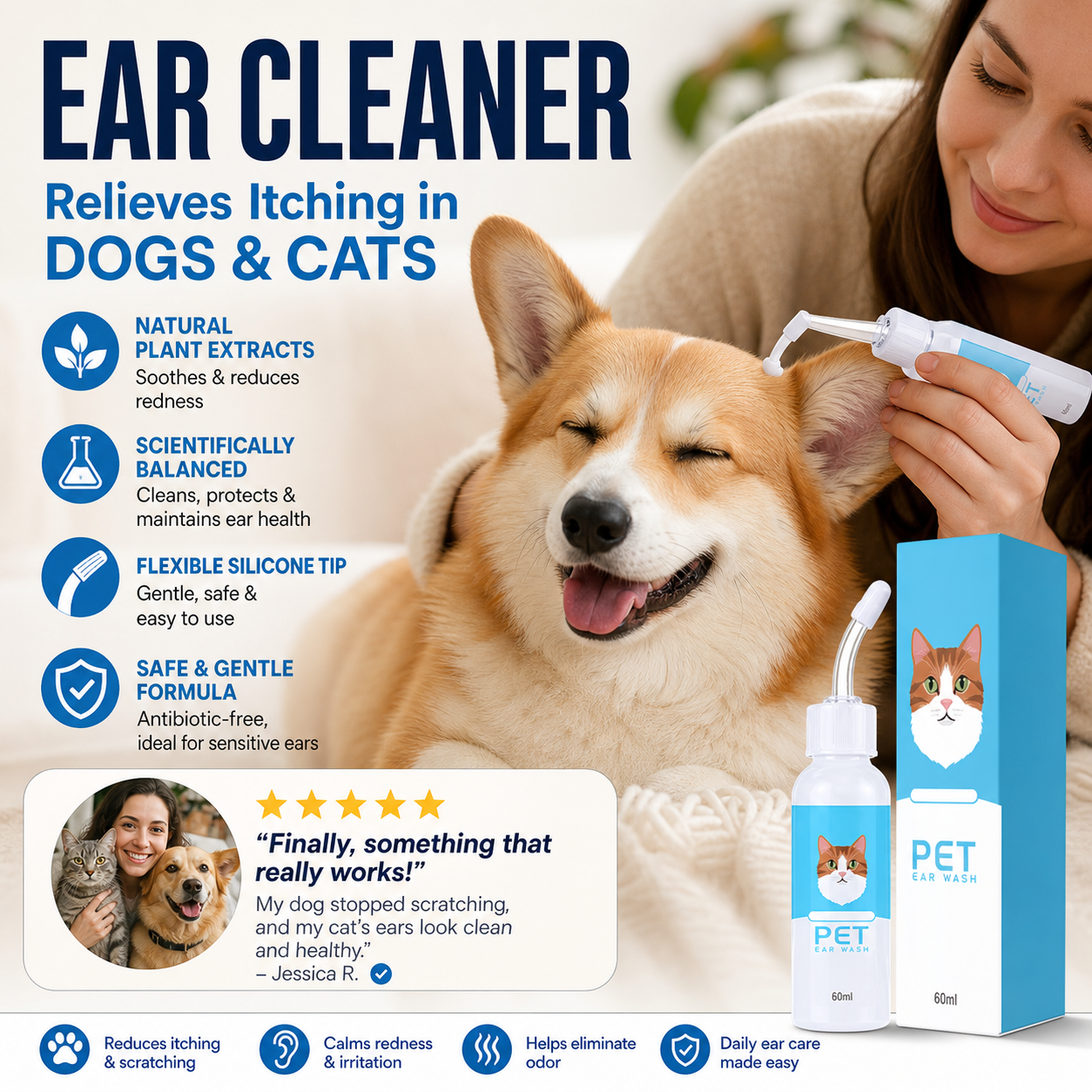 🔥Buy two get one free for a limited time!🔥 🐱 Ear cleaner to relieve ear itching in dogs and cats🐶