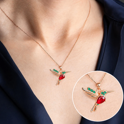 🍀 Last Day: 60% OFF!! |  🦜2026 Brand-New Upgrade 💥 Exquisite Red Agate Hummingbird Necklace  with Bonus Earrings