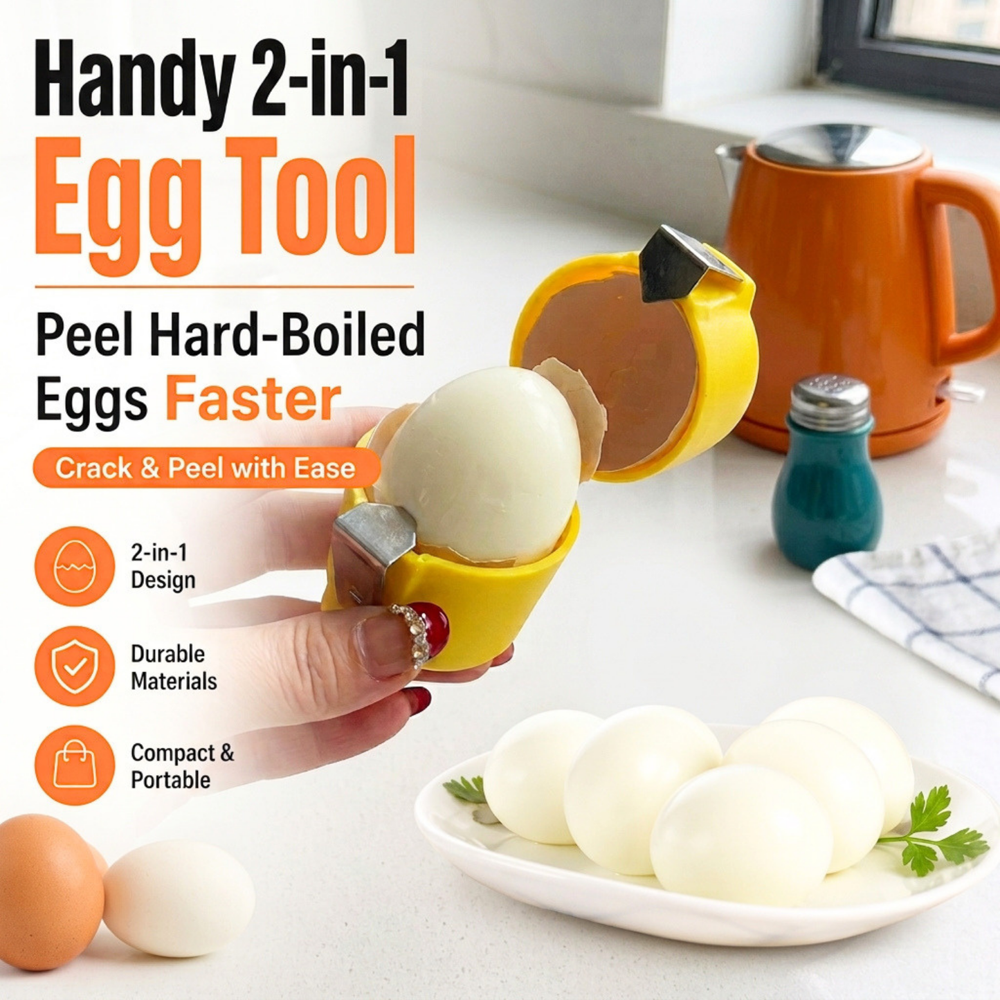 🔥Last Day Buy 1 Get 1 Free🥚Crack And Separate Eggs With Less Mess - Handy 2-in-1 Egg Tool