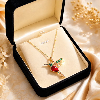🍀 Last Day: 60% OFF!! |  🦜2026 Brand-New Upgrade 💥 Exquisite Red Agate Hummingbird Necklace  with Bonus Earrings