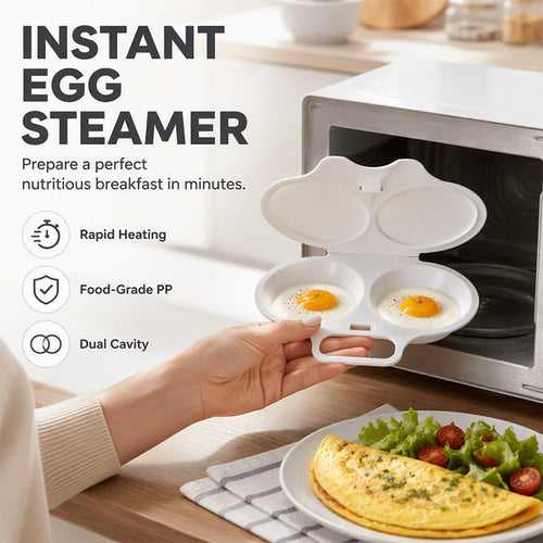 🥳2026 HOT SALE💞50K+ SOLD! 🥚✨  50% OFF + BUY 1 GET 1 FREE! Dual Cavity Microwave Egg Poacher – Quick oil‑free cooking, food‑grade PP & versatile. Perfect for busy mornings – healthy breakfast in minutes! ⚡🍳